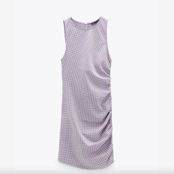 Zara Purple and White Checkered Mini Dress - Picture 1 of 4